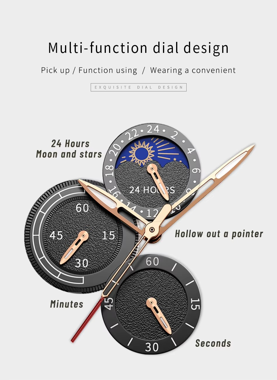 Relógio Masculino LIGE Leather Sport Moon Phase